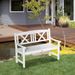 2-Seater Wooden Garden Bench, 4FT Outdoor Patio Loveseat With Unique X-Shape Back For Yard, Lawn, Porch, White_maomaolike.com