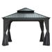 12 X 12 Hardtop Gazebo, Upgraded Metal Gazebo With Drainage System, Dual-Layer Galvanized Steel Roof, Curtain And Netting, Outdoor Shelter Canopy For Patio, Garden, And Backyard, Grey_maomaolike.com