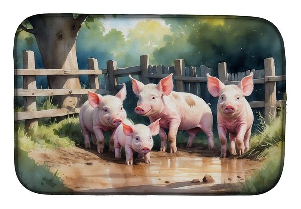 Piglets In The Mud Dish Drying Mat Absorbent Dish Drying Mat Pad For Kitchen Counter Dish Drainer Mat For Countertop, 14 X 21", Multicolor_maomaolike.com