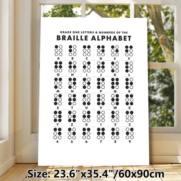 Braille Alphabet Letters & Numbers Painting Poster, Minimalist Monochrome Instructional Chart Poster, Educational Reference For Learning Braille_maomaolike.com