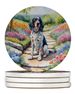 English Setter Spring Path Large Sandstone Coasters Pack Of 4 Absorbent Round Coasters Decor Gifts For Men Or Women, 4 In, Multicolor_maomaolike.com