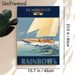 America's Cup Sailing Painting Poster, Vintage Retro 1934 Rainbow Yacht With Sailors On Sea Poster, Classic Nautical Artwork, Ideal For Home Office_maomaolike.com