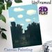 Village Landscape Painting Poster, Serene Retro Village Scene With Glowing Lamp Poster, Tranquil Calming Decor Ideal For Living Room, Bedroom And_maomaolike.com