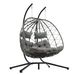 2 Persons Egg Chair With Stand Indoor Outdoor Swing Chair Patio Wicker Hanging Egg Chair Hanging Basket Chair With Stand For Bedroom Living Room Balcony_maomaolike.com