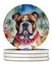 English Bulldog Luau Large Sandstone Coasters Pack Of 4 Absorbent Round Coasters Decor Gifts For Men Or Women, 4 In, Multicolor_maomaolike.com