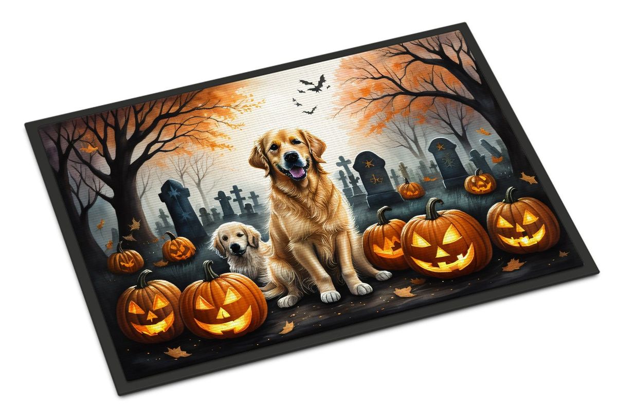 Golden Retriever Spooky Halloween Doormat Front Door Mat Indoor Outdoor Rugs For Entryway, Non Slip Washable Low Pile, 24H X 36W_maomaolike.com