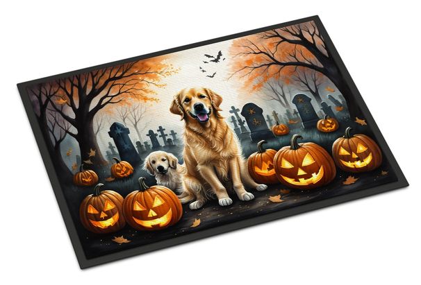 Golden Retriever Spooky Halloween Doormat Front Door Mat Indoor Outdoor Rugs For Entryway, Non Slip Washable Low Pile, 24H X 36W_maomaolike.com
