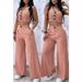 Women's clothing solid color short vest vest drape high waist wide leg pants suit_maomaolike.com