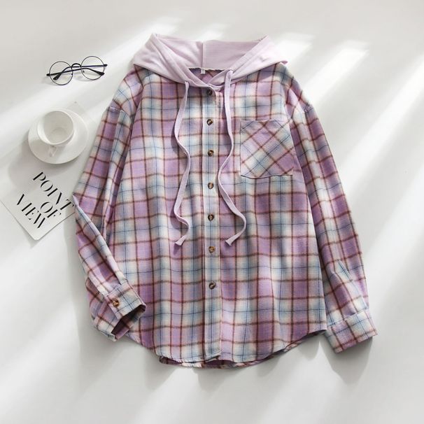 Women's Clothing autumn and winter new hooded sweatshirt buttoned casual shirt jacket_maomaolike.com