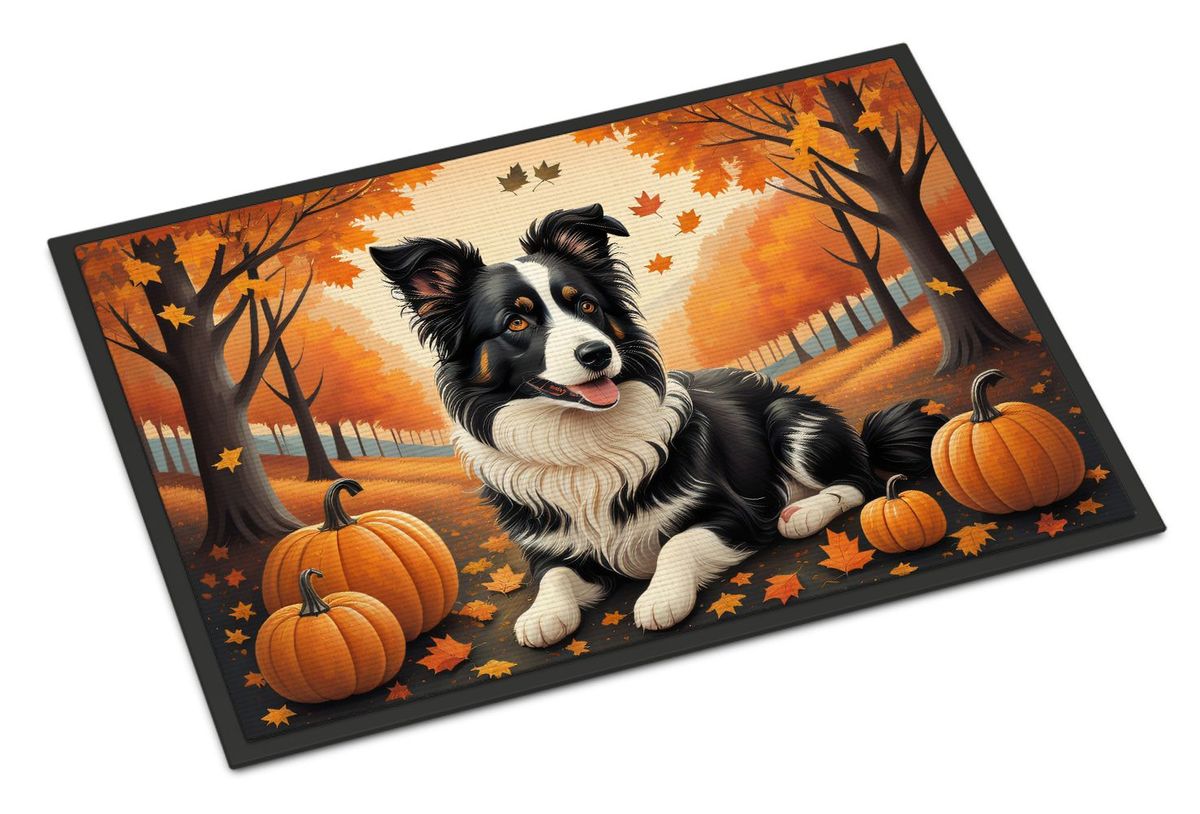 Border Collie Fall Doormat Front Door Mat Indoor Outdoor Rugs For Entryway, Non Slip Washable Low Pile, 24H X 36W_maomaolike.com