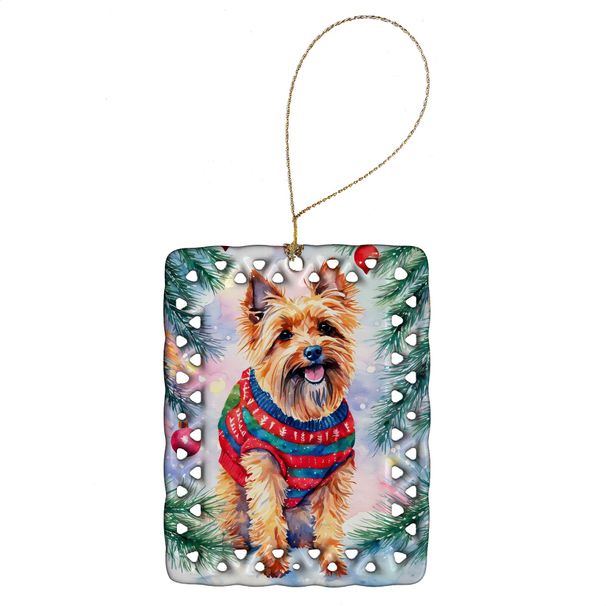 Australian Terrier Christmas Porcelain Ornament Christmas Tree Hanging Decorations For Home Christmas Holiday, Rectangle, Gift, Multicolor_maomaolike.com