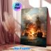 Naval Battle Painting Poster, Dramatic Realistic Maritime Combat Scene Poster, Captivating Historical Battle Depiction Suitable For Home Office, Study_maomaolike.com