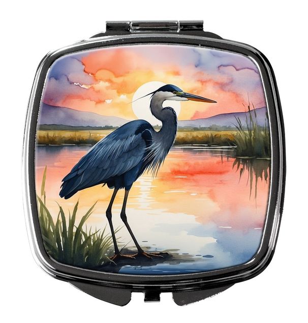 Blue Heron Setting Sun Compact Mirror Decorative Travel Makeup Mirror For Women Girls Gifts Pocket Makeup Mirror Folding Handheld_maomaolike.com