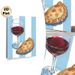 Wine & Empanada Themed Painting Poster, Vibrant Artistic Style Poster, Showcases Red Wine Glass With Golden Empanada, Adds Cozy Culinary Touch Ideal_maomaolike.com