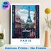 Paris Eiffel Tower Themed Painting Poster, Vibrant Stylized Parisian Balcony Scene With Cherry Blossoms Poster, Elegant Urban Decor Idea For Living_maomaolike.com