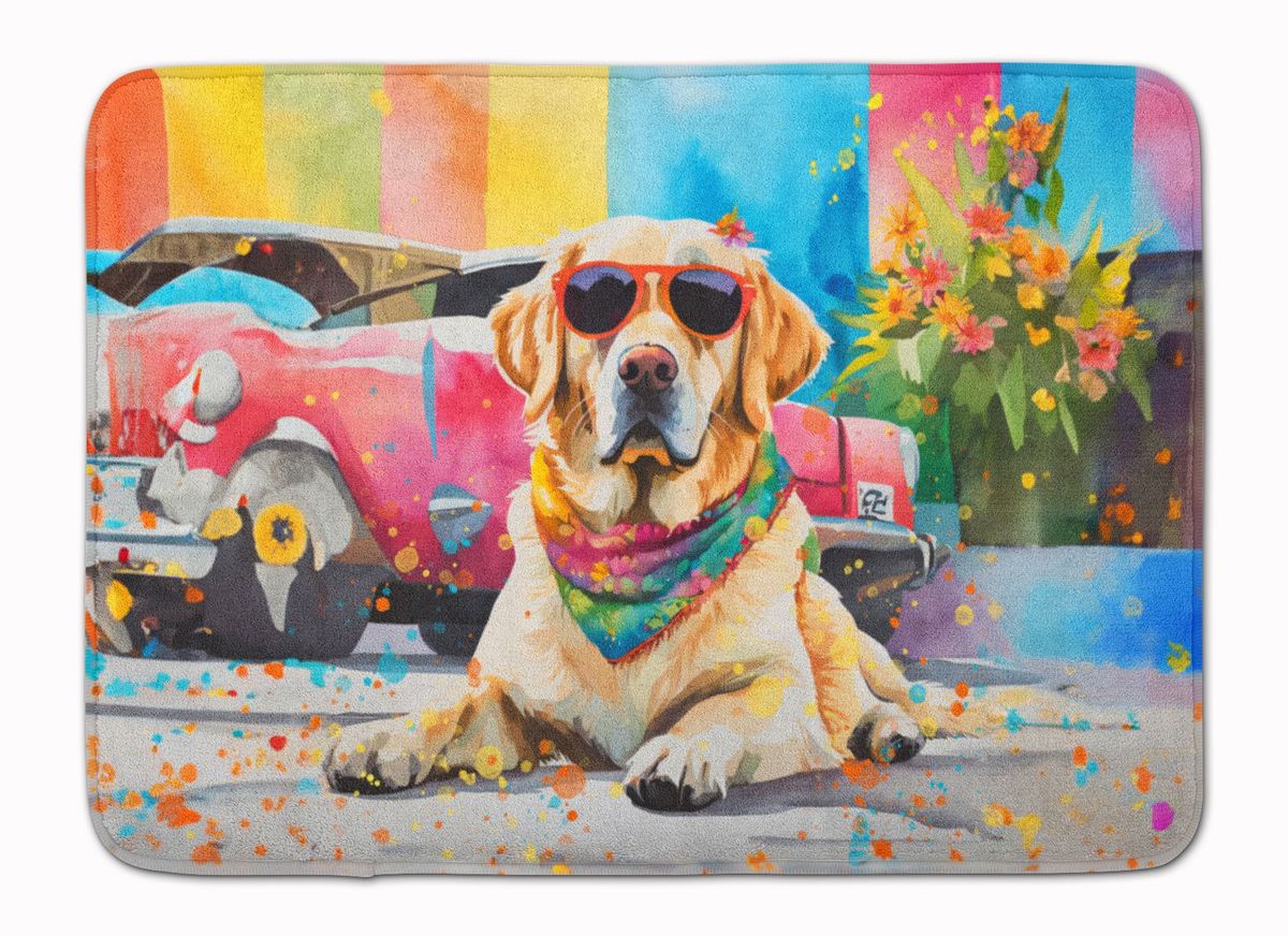 Yellow Labrador Hippie Dawg Memory Foam Kitchen Mat Machine Washable Anti-Fatigue Mat Cushion Comfort Bath Mat Or Kitchen Rug_maomaolike.com