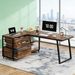 L-Shaped Computer Desk With 3 Drawers & Shelves_maomaolike.com