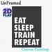 Eat Sleep Train Repeat Motivational Painting Poster, Minimalist Bold Typographic Poster, Inspirational Fitness-focused Decor Ideal For Gym, Home_maomaolike.com