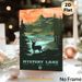 Mystery Lake Outdoor Landscape Painting Poster, Vibrant Retro-style Scenic Lake & Mountain With Deer Silhouette Poster, Rustic Natural Touch Ideal For_maomaolike.com