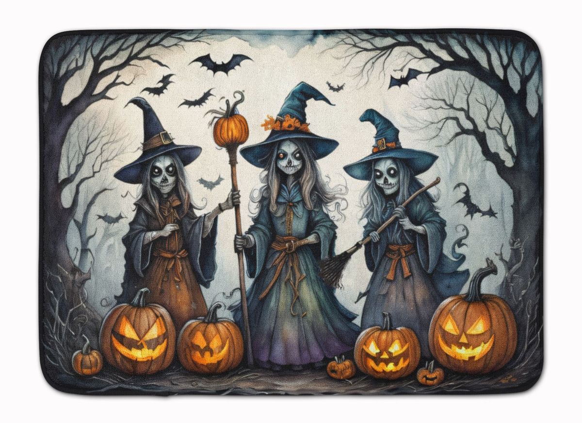 Witches Spooky Halloween Memory Foam Kitchen Mat Machine Washable Anti-Fatigue Mat Cushion Comfort Bath Mat Or Kitchen Rug_maomaolike.com