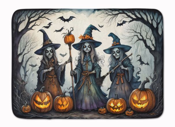Witches Spooky Halloween Memory Foam Kitchen Mat Machine Washable Anti-Fatigue Mat Cushion Comfort Bath Mat Or Kitchen Rug_maomaolike.com