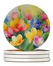 Freesias In Watercolor Large Sandstone Coasters Pack Of 4 Absorbent Round Coasters Decor Gifts For Men Or Women, 4 In, Multicolor_maomaolike.com
