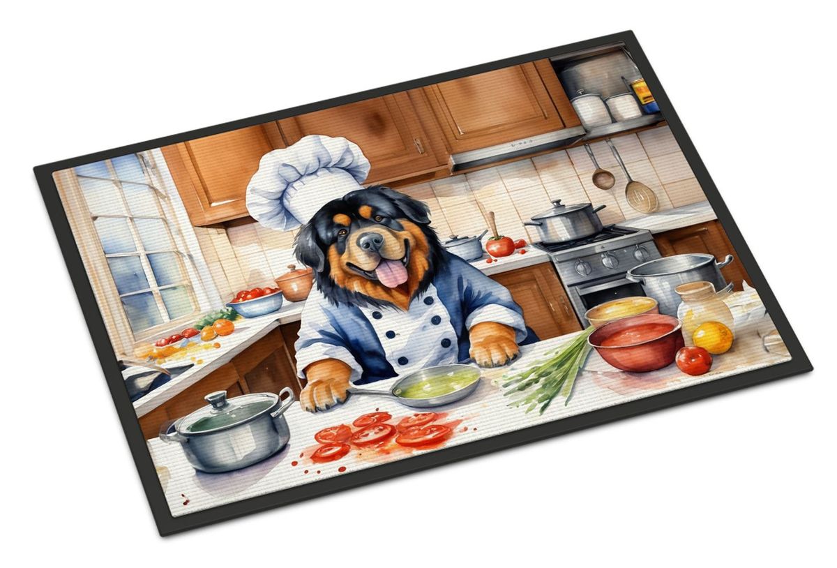 Tibetan Mastiff The Chef Doormat Front Door Mat Indoor Outdoor Rugs For Entryway, Non Slip Washable Low Pile, 24H X 36W_maomaolike.com