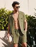 Men's Clothing Linen Short Sleeve Shirt Set Linen Summer Loose Casual Cotton Linen Cardigan Shirt Shorts_maomaolike.com