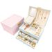 Large Capacity Storage Necklace Gold Light Luxury Ring Multi-Layer Household Jewelry Box_maomaolike.com
