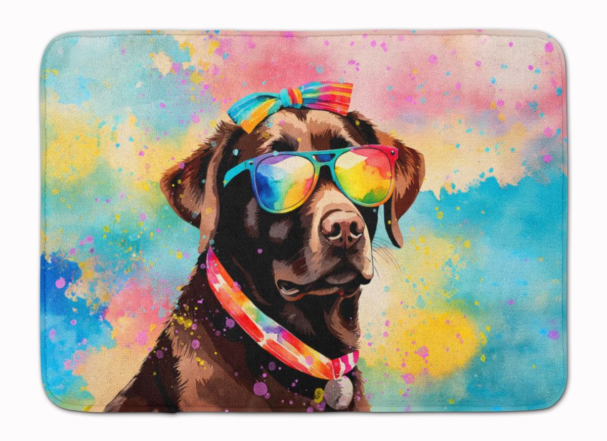 Chocolate Labrador Hippie Dawg Memory Foam Kitchen Mat Machine Washable Anti-Fatigue Mat Cushion Comfort Bath Mat Or Kitchen Rug_maomaolike.com