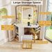 Corner Vanity Desk With Mirror And Lights Makeup Dressing Table With Triple Mirror_maomaolike.com