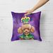 Poodle King Of Mardi Gras Throw Pillow Machine Washable, Indoor Outdoor Decorative Pillow For Couch, Bed Or Patio, 18Hx18W_maomaolike.com