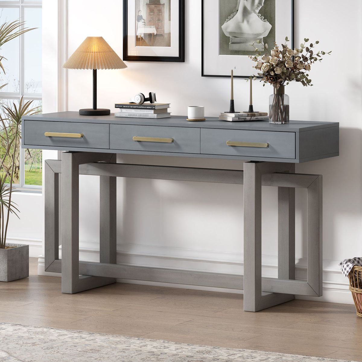 Elegant Console Table With Three Drawers, Extra Long Entryway Table For Entryway, Hallway, Living Room, Foyer, Corridor_maomaolike.com