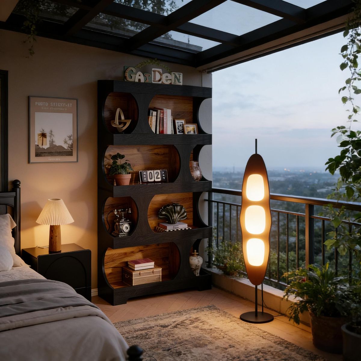 Bookshelf, 4-Tier S-Shaped Bookcase Freestanding Display Shelves_maomaolike.com