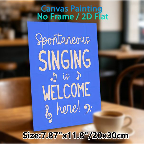 Music Slogan Painting Poster, Vibrant Blue Typographic Poster, Cheerful Music-themed Decor Ideal For Living Room, Music Studio Or Casual Home Spaces_maomaolike.com