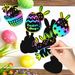 80 Sheets Easter Scratch Card Paper, With Colored Rope And Bamboo Pen, Colorful Scratch-off Painting, Rabbit And Carrot, Gift Packaging Tag, Suitable For Easter Party_maomaolike.com