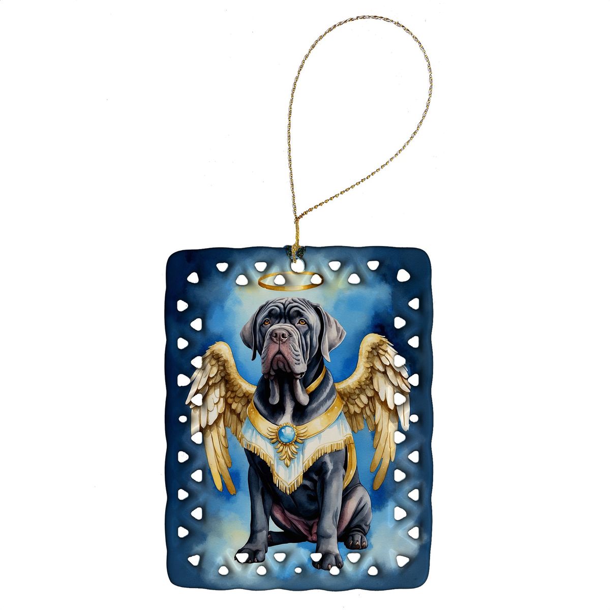 Neapolitan Mastiff My Angel Porcelain Ornament Christmas Tree Hanging Decorations For Home Christmas Holiday, Rectangle, Gift, Multicolor_maomaolike.com