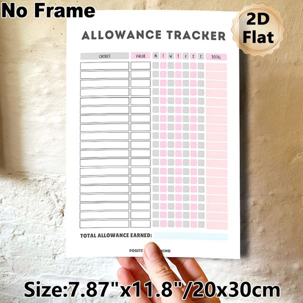 Allowance Tracker Painting Poster, Soft Pink-gray Minimalist Grid Poster, Practical Tool For Tracking Chores And Earned Allowance, Ideal For Home_maomaolike.com