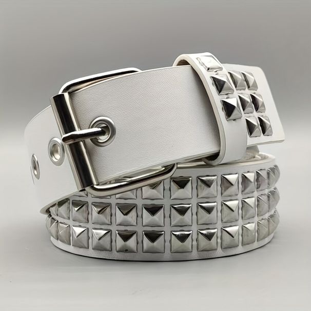 Fashion New Square Bead Rivet Metal Pyramid Men And Women Punk Hardware Jeans Y2K Designer Women's Belt_maomaolike.com
