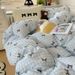 Wholesale INS Girl Heart Korean Style Plaid Bowknot Pure Four-Piece Simple Full Yarn-Dyed Washed Cotton 4-Piece Set_maomaolike.com