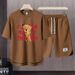 Men's Clothing 2024 Waffle Casual Summer Suit Men's Loose Teen Short sleeved T shirt Shorts Handsome Two piece Suit_maomaolike.com