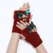 Christmas winter plush half finger wine red bow bell Christmas cute short gloves autumn and winter empty top hat_maomaolike.com