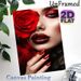 Red Rose & Glamorous Woman Painting Poster, Lustrous Mysterious Close-up Portrait Poster, Elegant Artistic Decor Ideal For Bedroom, Vanity Space_maomaolike.com