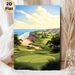 Coastal Golf Course Painting Poster, Serene Soft-illustrated Seaside Golf Course Scene Poster, Calming Scenic Decor Ideal For Home, Office & Golf Club_maomaolike.com