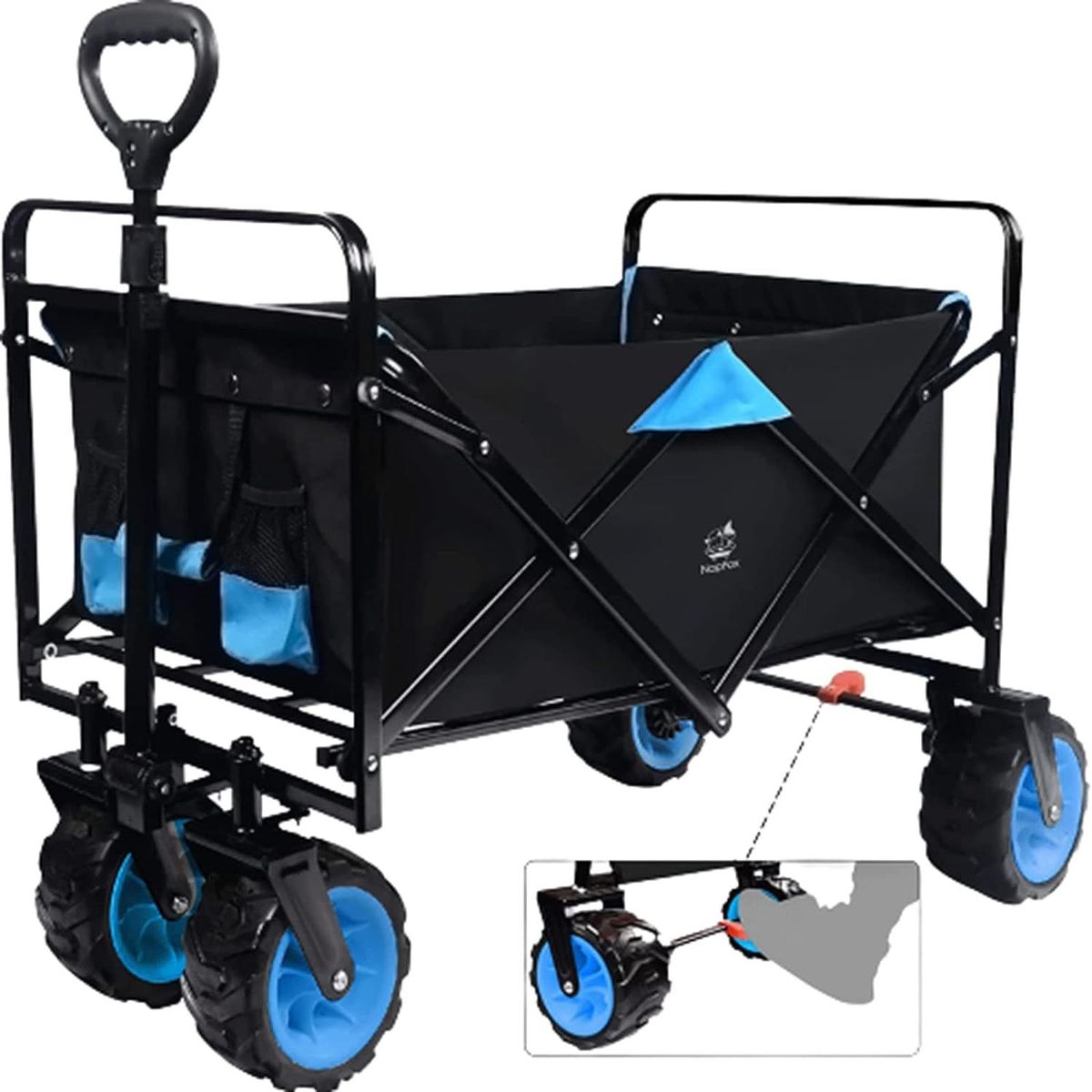 Collapsible Heavy Duty Beach Wagon Cart Outdoor Folding Utility Camping Garden Beach Cart With Universal Wheels Adjustable Handle Shopping_maomaolike.com