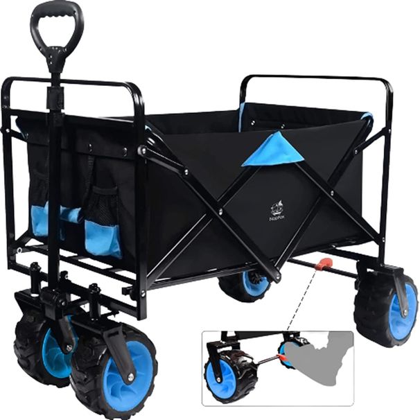 Collapsible Heavy Duty Beach Wagon Cart Outdoor Folding Utility Camping Garden Beach Cart With Universal Wheels Adjustable Handle Shopping_maomaolike.com