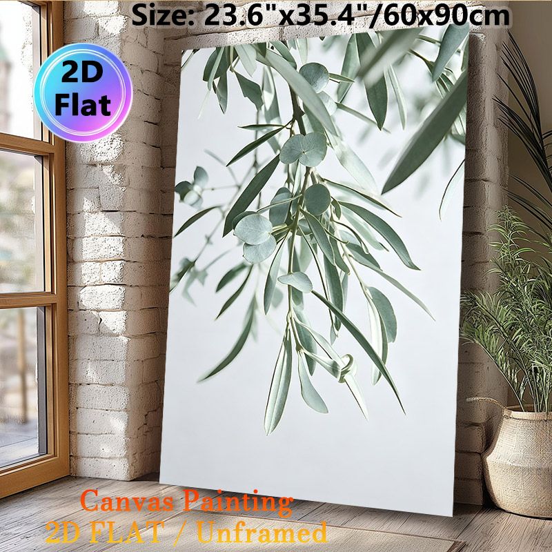 Botanical Eucalyptus & Olive Branch Painting Poster, Soft-toned Minimalist Foliage Poster, Calming Natural Decor Ideal For Living Room, Bedroom_maomaolike.com