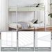 Metal Bunk Bed Twin Over Twin, Low Profile Bunk Bed Frame WithBuilt-in Ladder, High Guardrail And Metal Slats, Space-Saving Twin Size Bed Frame For Kids Teens, No Box Spring Required, White_maomaolike.com