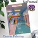 Indoor Water Park Painting Poster, Retro Pastel-toned Water Slides & Pool Scene Poster, Nostalgic Eye-catching Wall Decor For Home, Entertainment_maomaolike.com