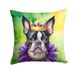 Boston Terrier King Of Mardi Gras Throw Pillow Machine Washable, Indoor Outdoor Decorative Pillow For Couch, Bed Or Patio, 14Hx14W_maomaolike.com
